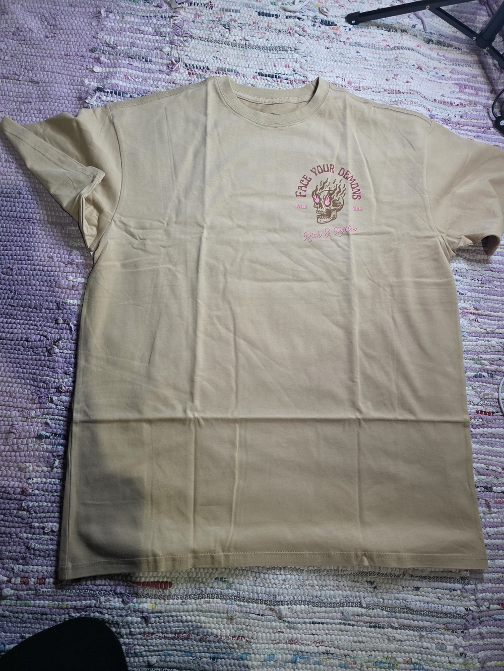 Beige 'Free Your Demons' Graphic Short Sleeve Tee